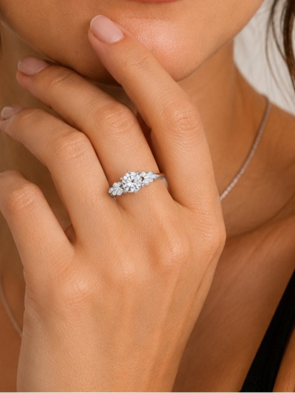 New Silver 925 Rhodium Plated Round Clear Cubic Zirconia Solitaire Ring